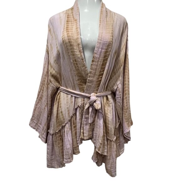 Free People Sasha Kimono Belted Gauzy Top, Lavender Tan, XS/S - Picture 4 of 13
